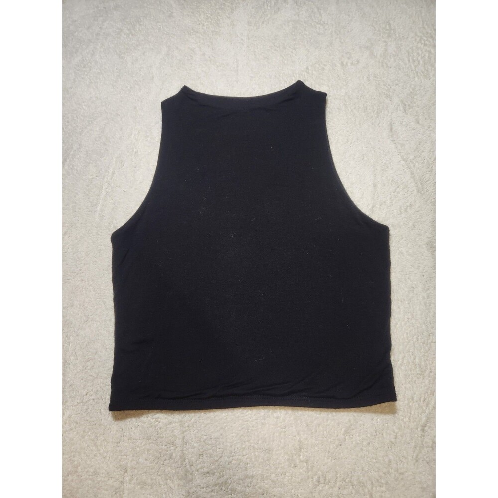 Live in the Moment Women's Large Black High Neck Crop Tank Top Minimalist